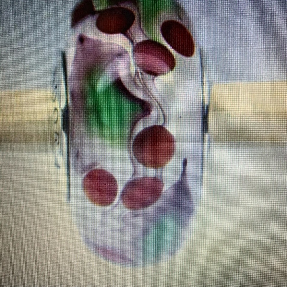 2 Pandora Christmas Holly murano charm